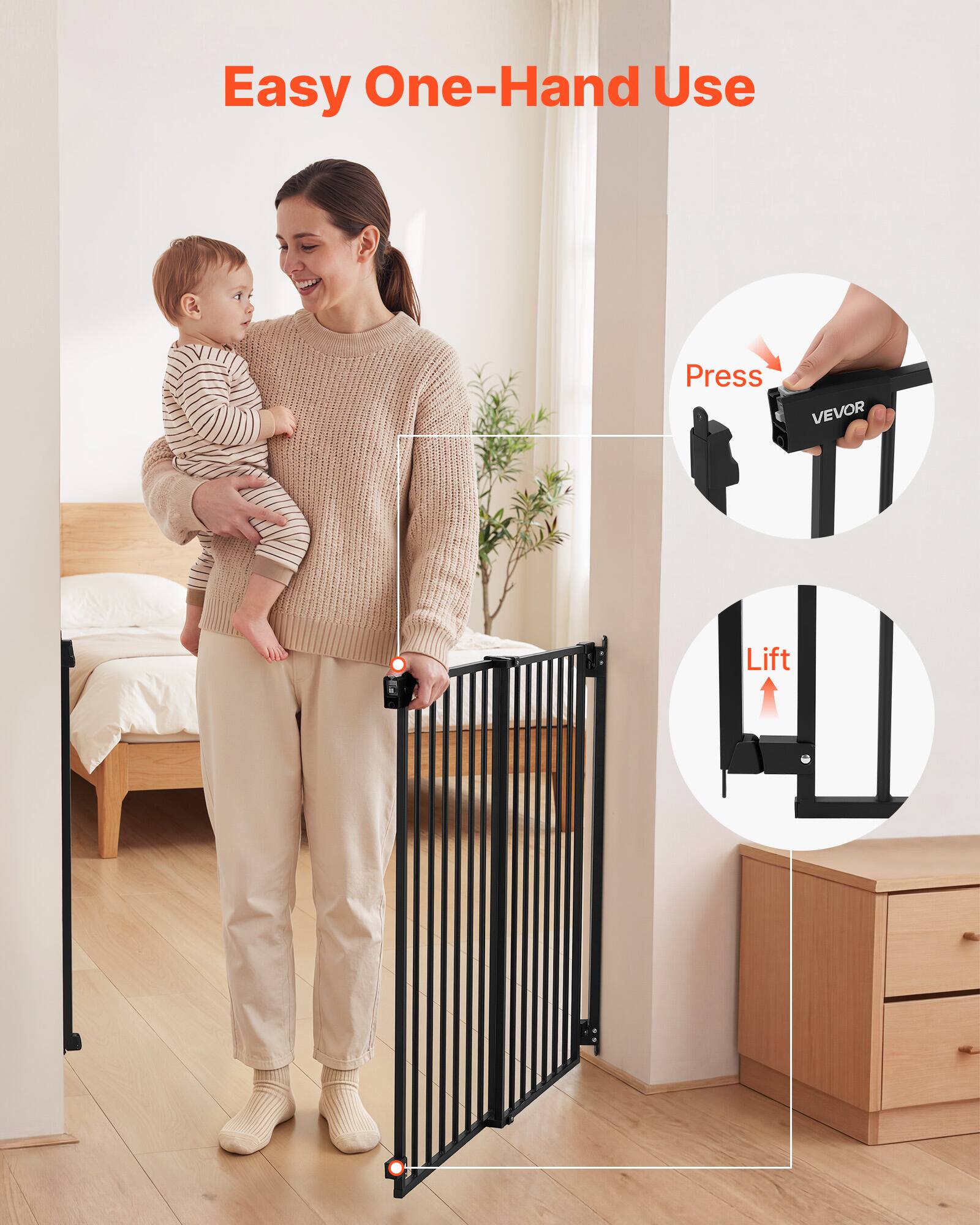 Easy One-Hand Use

Press

Lift