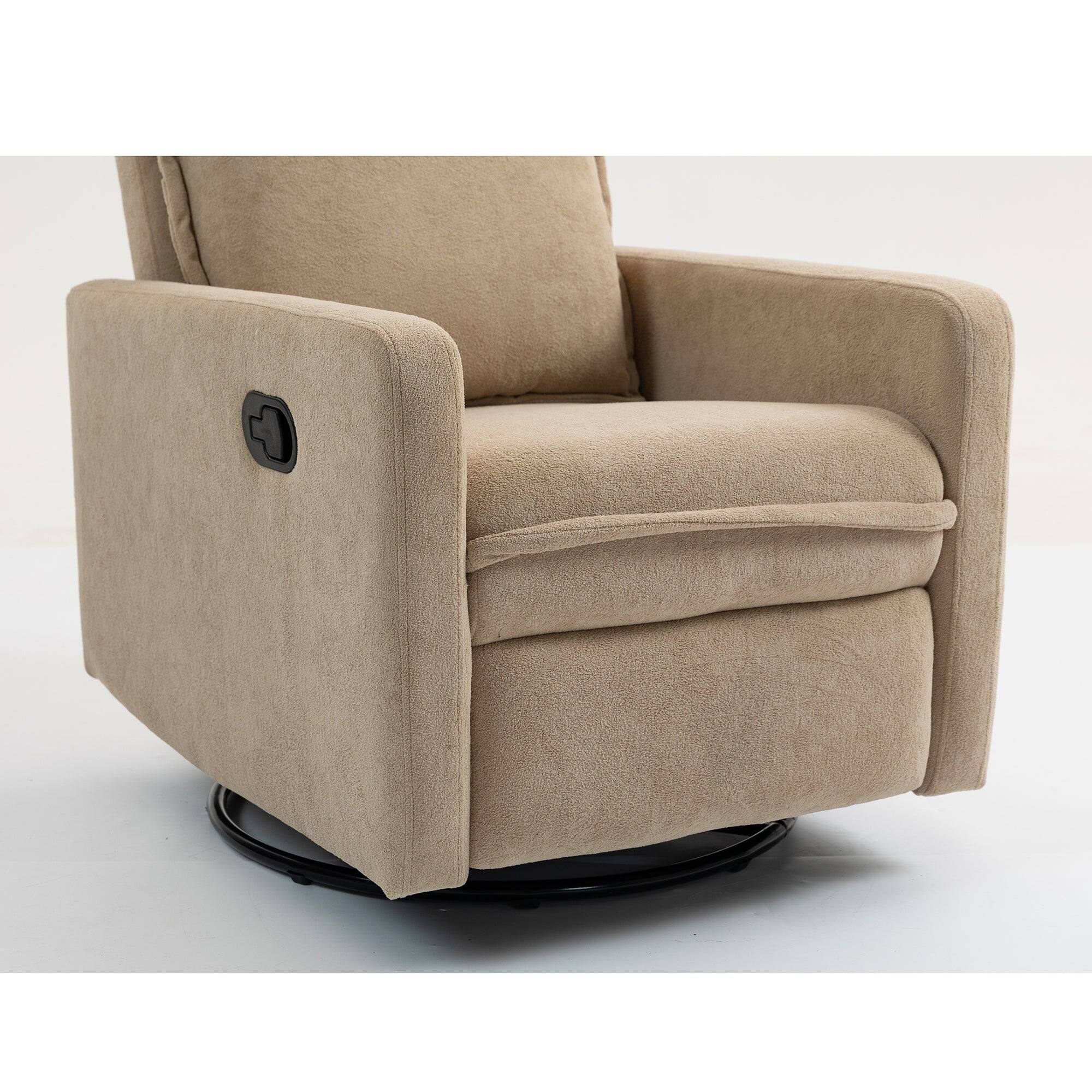 Alt View 2. Boyel Living - 360° Rotating Short Plush Manual Button Armchair Sofa Living Room Leisure Chair Camel - Camel.
