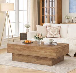 Tribesigns - 55" Large Rectangle Coffee Table for Living Room - Rustic Brown