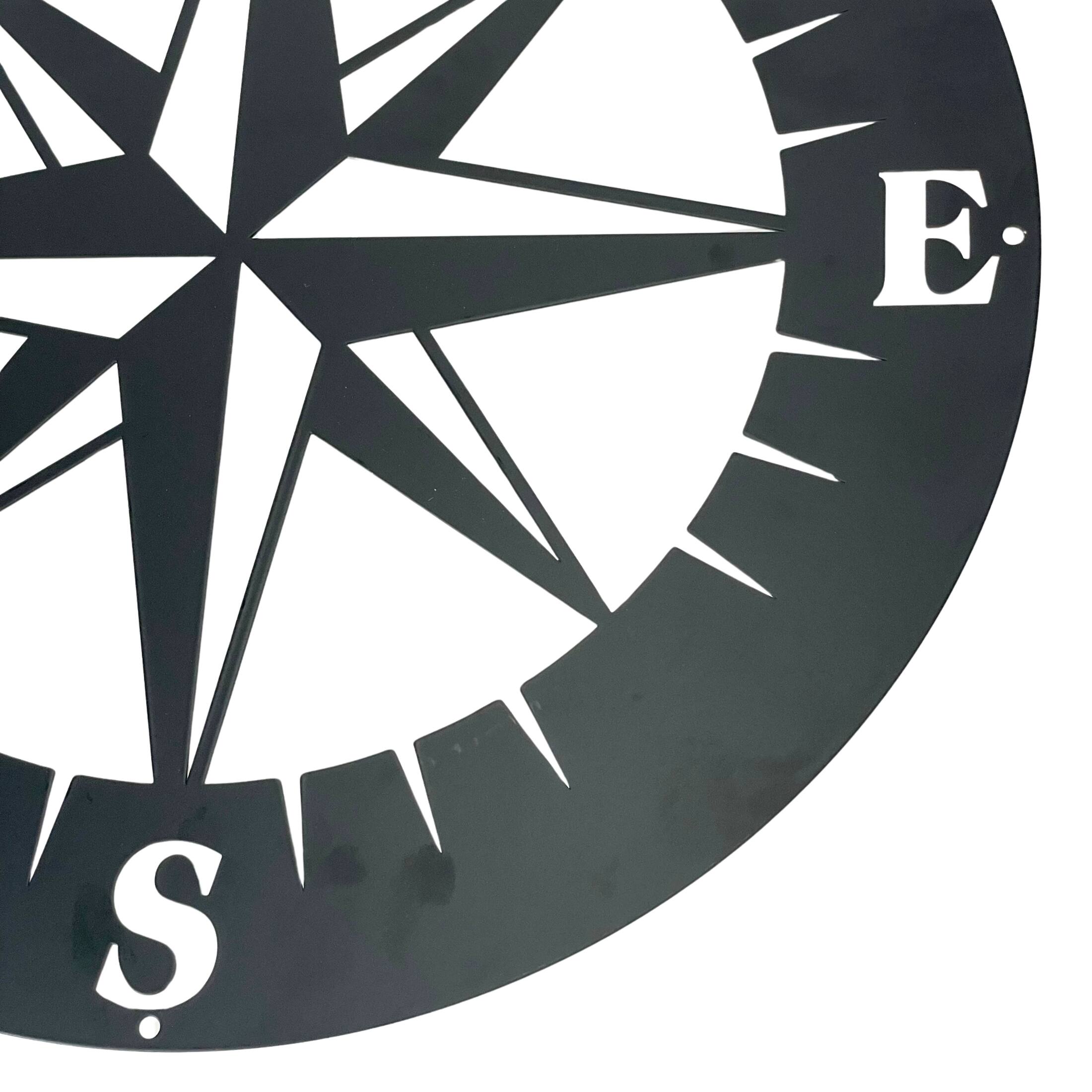 Alt View 5. Chesapeake Bay - Metal Compass Rose Wall Art – 15.5 Inch, Nautical Décor, Home Accent - Black.