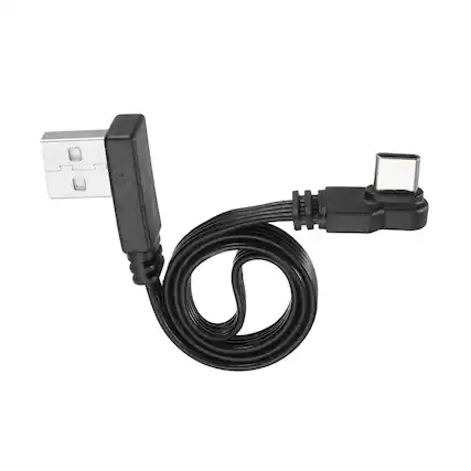 Front. Unique Bargains - 90 Degree USB A to USB C Cable 11.8 Inch Right Angle Male to Male Silicone 480Mbps Flat - Black.