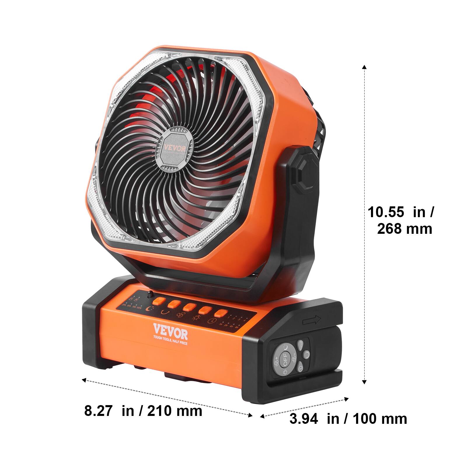 VEVOR  
TOUGH TOOLS, SILVER FACE  

10.55 in / 268 mm  
8.27 in / 210 mm  
3.94 in / 100 mm