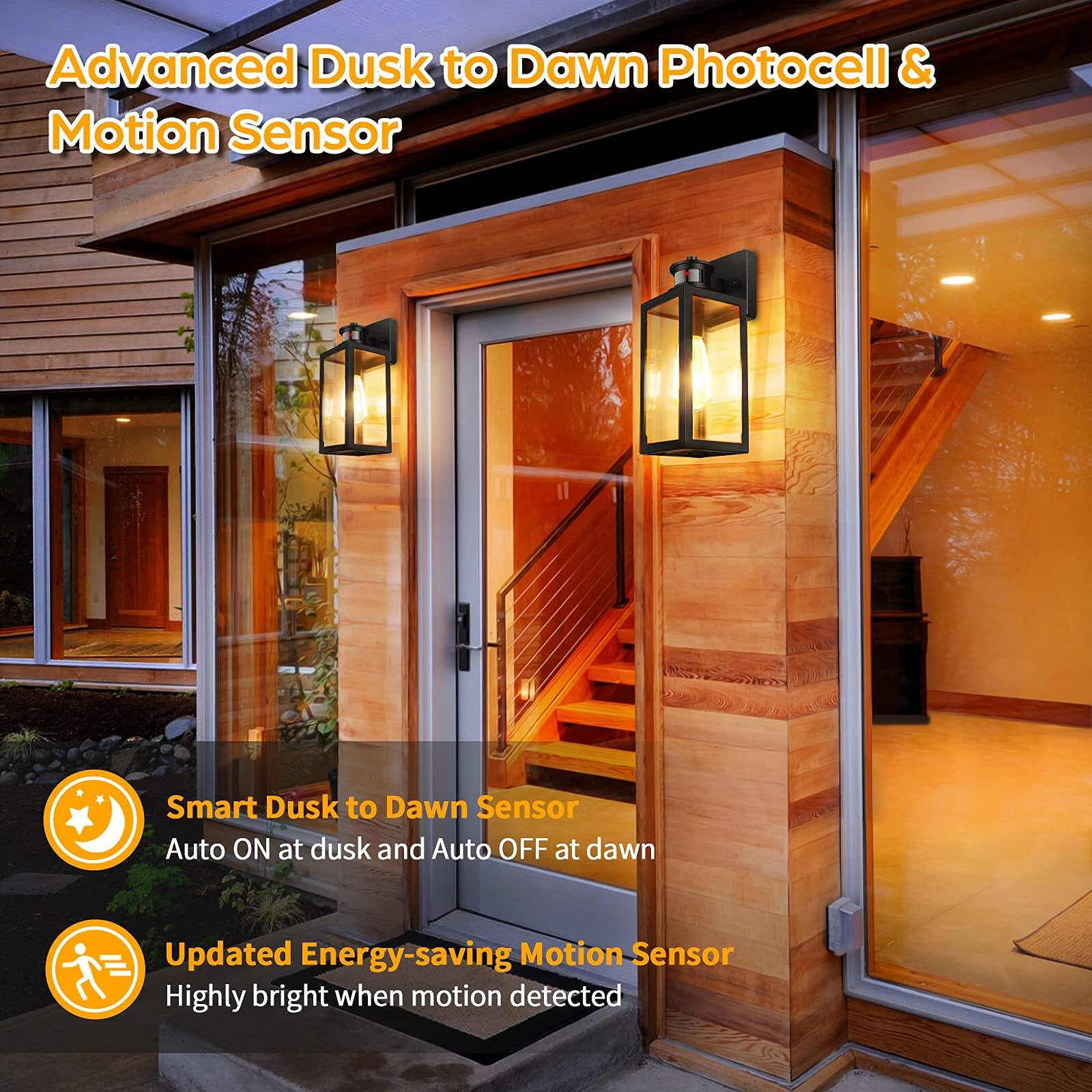 Advanced Dusk to Dawn Photocell & Motion Sensor

- Smart Dusk to Dawn Sensor
  - Auto ON at dusk and Auto OFF at dawn

- Updated Energy-saving Motion Sensor
  - Highly bright when motion detected