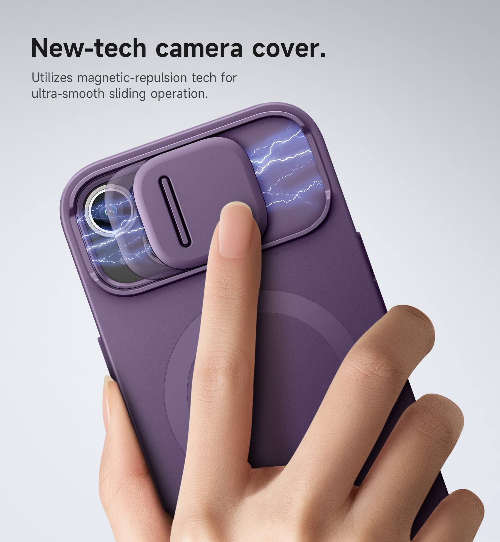 New-tech camera cover.  
Utilizes magnetic-repulsion tech for ultra-smooth sliding operation.