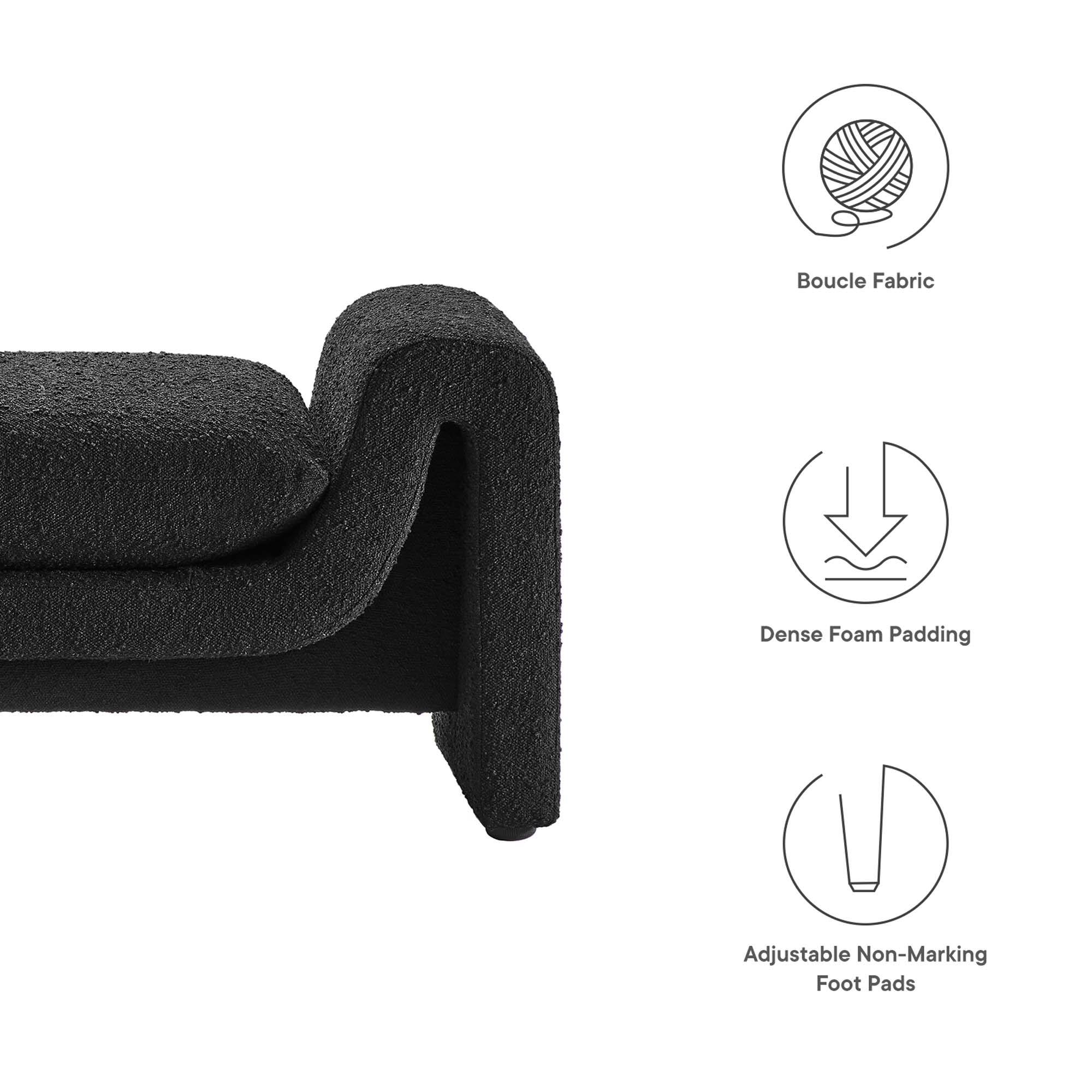 Boucle Fabric  
Dense Foam Padding  
Adjustable Non-Marking Foot Pads