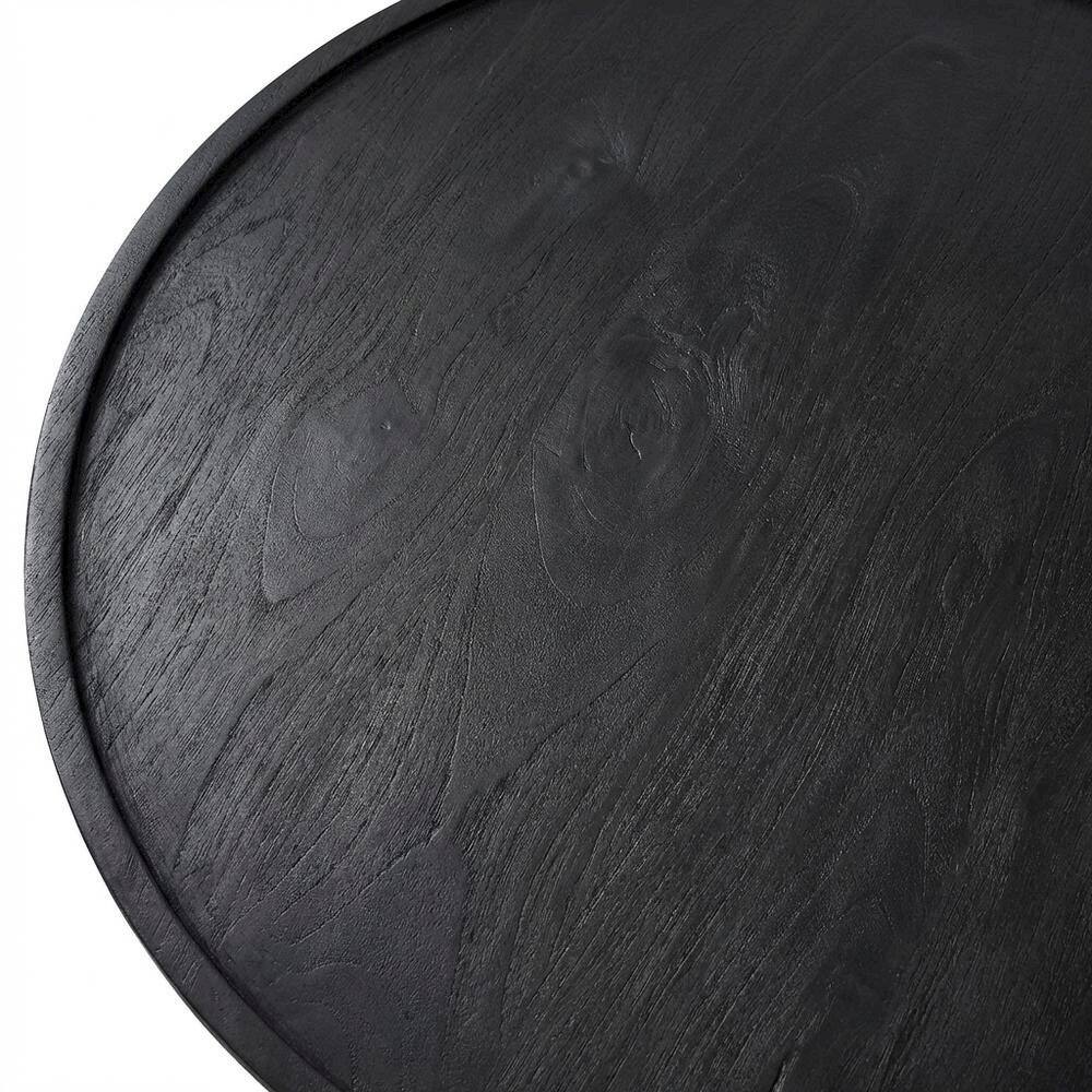 Alt View 1. FurniFact - Round Wood Coffee Table with 17.5-inch Height and 30-inch Diameter - Black.