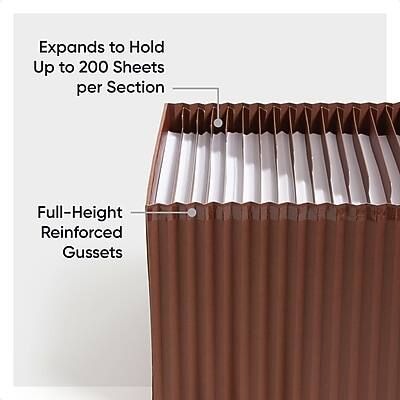 Expands to Hold Up to 200 Sheets per Section  
Full-Height Reinforced Gussets