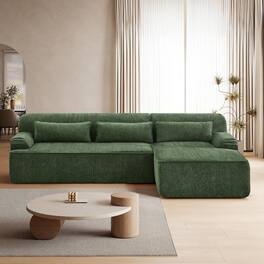 Anysun - Minimalist Design Comfy Chenille L-Shape Luxury Sectional Oversized Sofa, No Assembly Required, Right Facing - Green