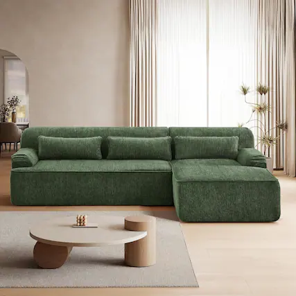 Front. Anysun - Minimalist Design Comfy Chenille L-Shape Luxury Sectional Oversized Sofa, No Assembly Required, Right Facing - Green.