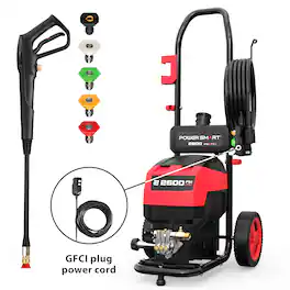 POWERSMART - 2600PSI Max at 1.4 GPM AC120V 13 Amps Portable Power Electric Pressure Washer Home Clean - Red