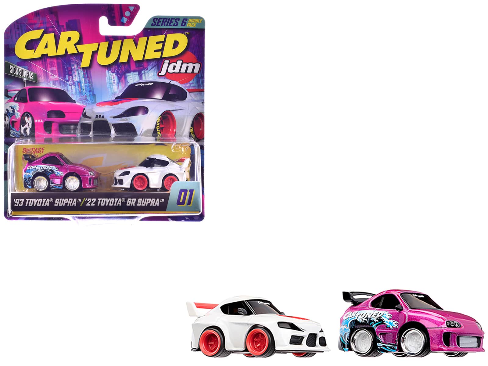 Car Tuned - "Sick Supras" Series 6 Toyota Double Pack Set of 2 Cars Diecast Model Cars by CarTuned - Multi