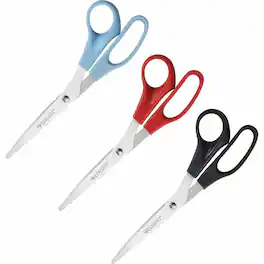 Westcott - 8" All Purpose Straight Scissors Straight Stainless Steel 3 / Pack - Assorted