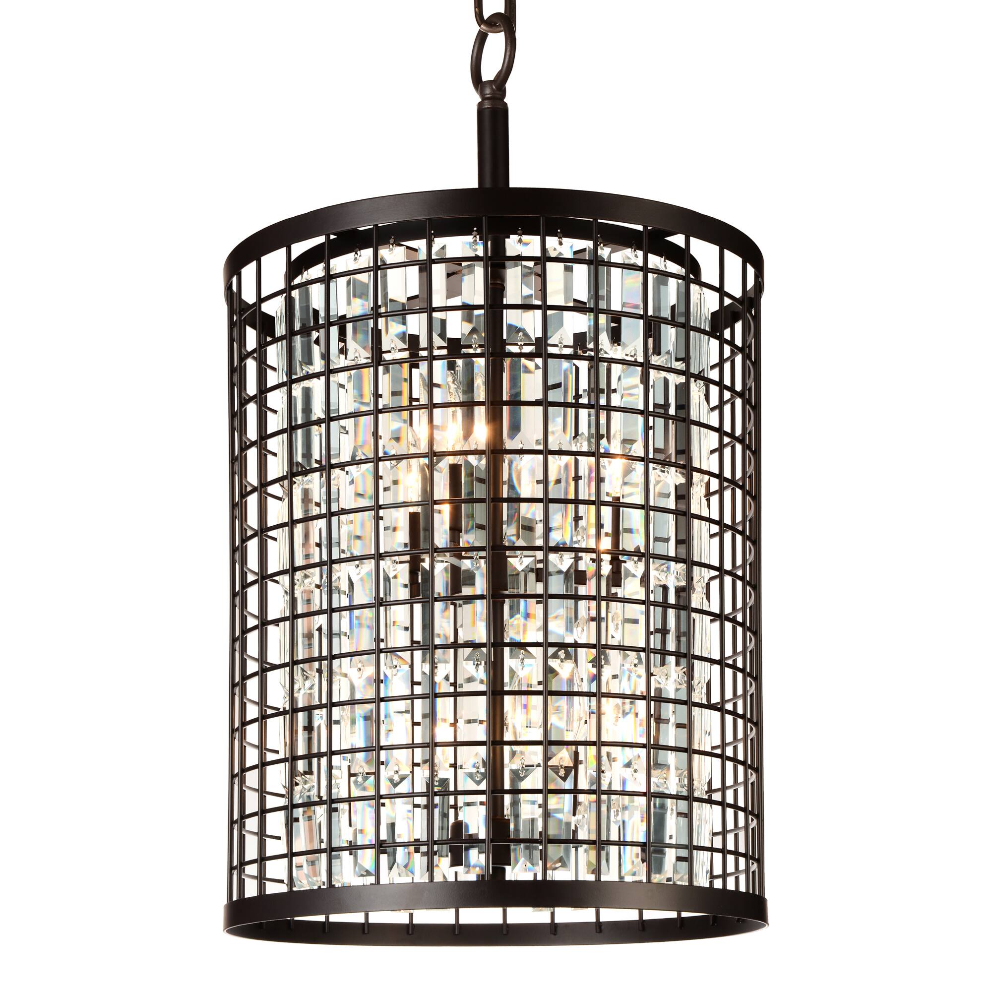 Angle. CWI Lighting - Meghna 6 Light Up Chandelier With Brown Finish - Brown.