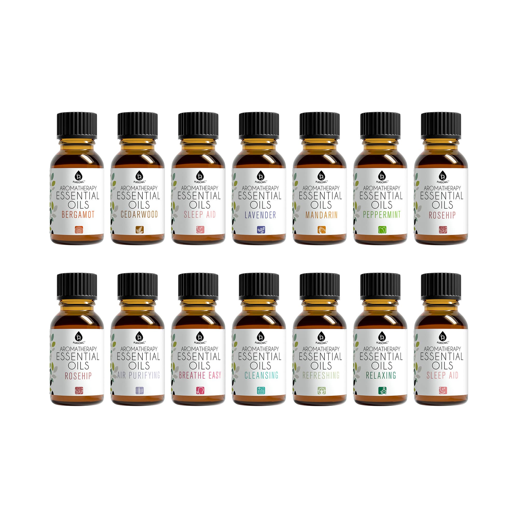 Pursonic - Aromatherapy Essential Oils 14-Pack Gift Set - Multicolor
