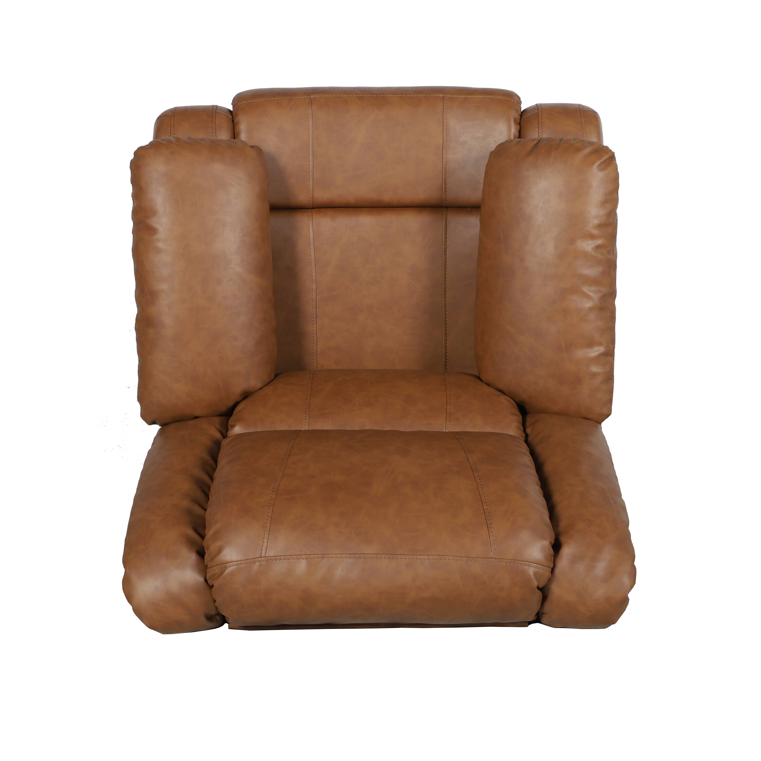 Alt View 10. Emma + Oliver - Recliner with Bustle Back and Padded Arms - Cognac Faux Leather.