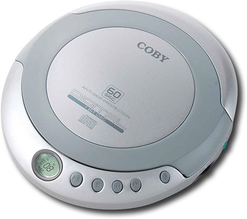 silver/White Coby portable compact CD player With bonus I-kool Freeze Ultimate headphones 