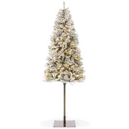 Casafield - Pre-Lit Pencil Alpine Fir Artificial Christmas Tree with Metal Stand - Green