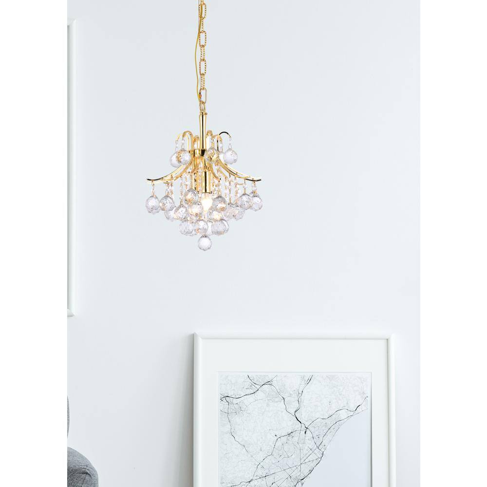 Alt View 3. Elegant Lighting - Toureg 3 light Gold Pendant Clear Royal Cut Crystal - Gold.