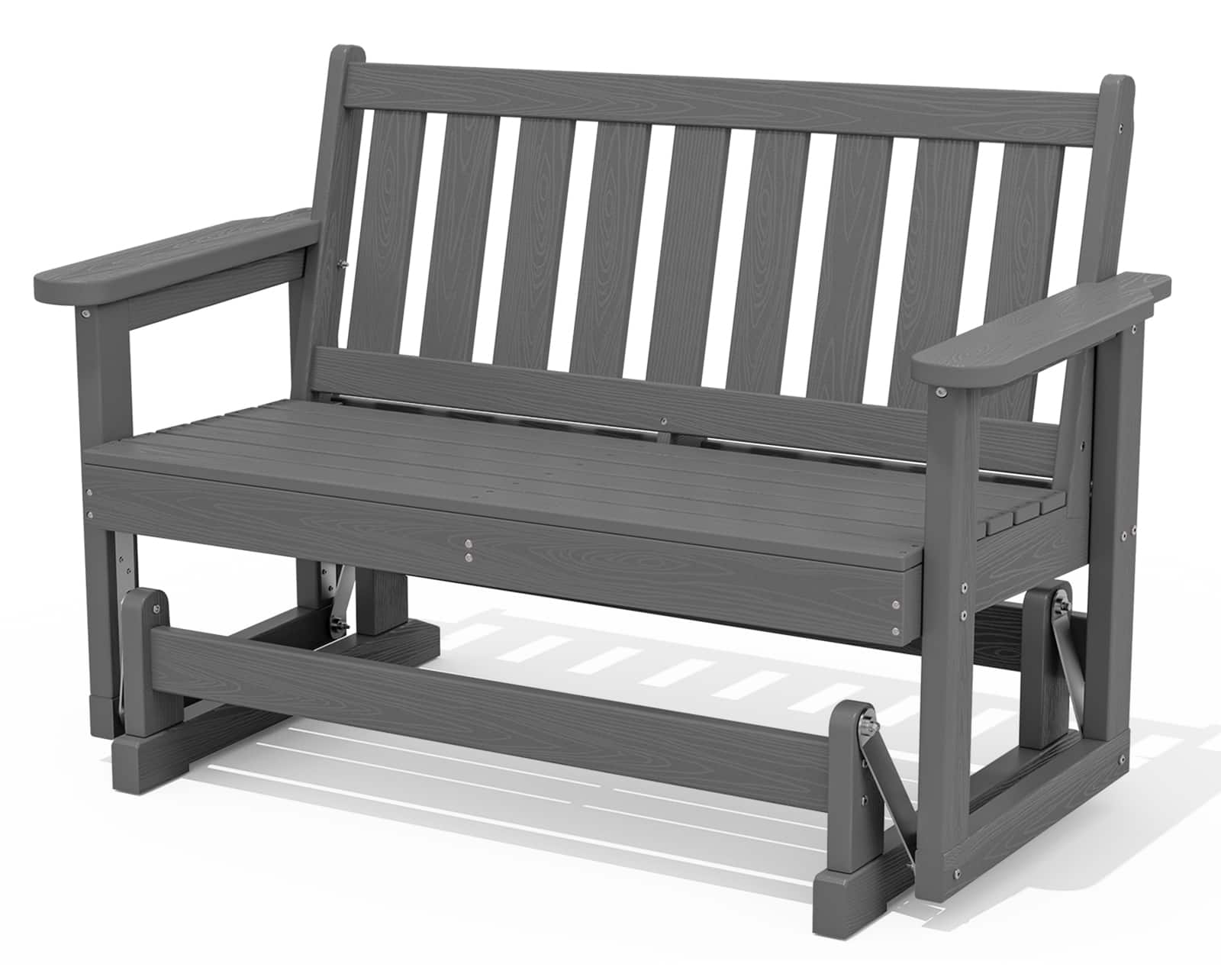 Front. SERWALL - SERWALL Outdoor 2 Person Patio Glider Bench, HDPE Weather-Resistant Swinging Bench for Outdoor Porch Garden, Gray - Gray.