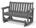 Front. SERWALL - SERWALL Outdoor 2 Person Patio Glider Bench, HDPE Weather-Resistant Swinging Bench for Outdoor Porch Garden, Gray - Gray.
