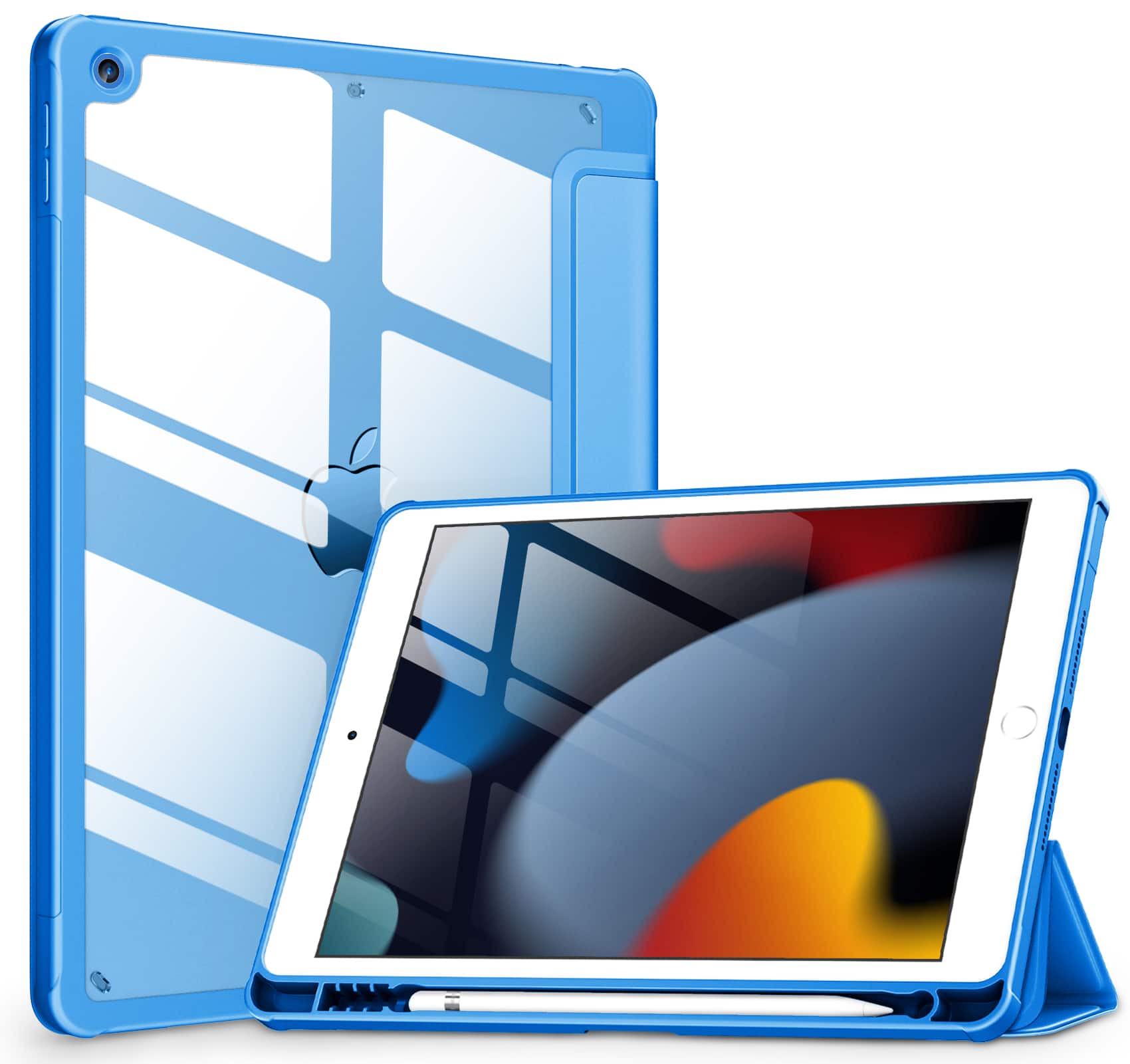 DTTO - Case for iPad 9th/8th/7th Generation 10.2 inch, Clear Back, TPU Shockproof Frame Cover - Azure
