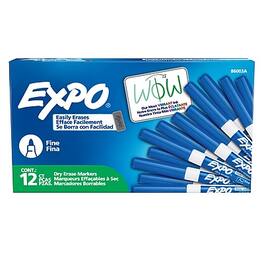 Expo - Dry Erase Markers, Fine Tip, 12/Pack - Blue