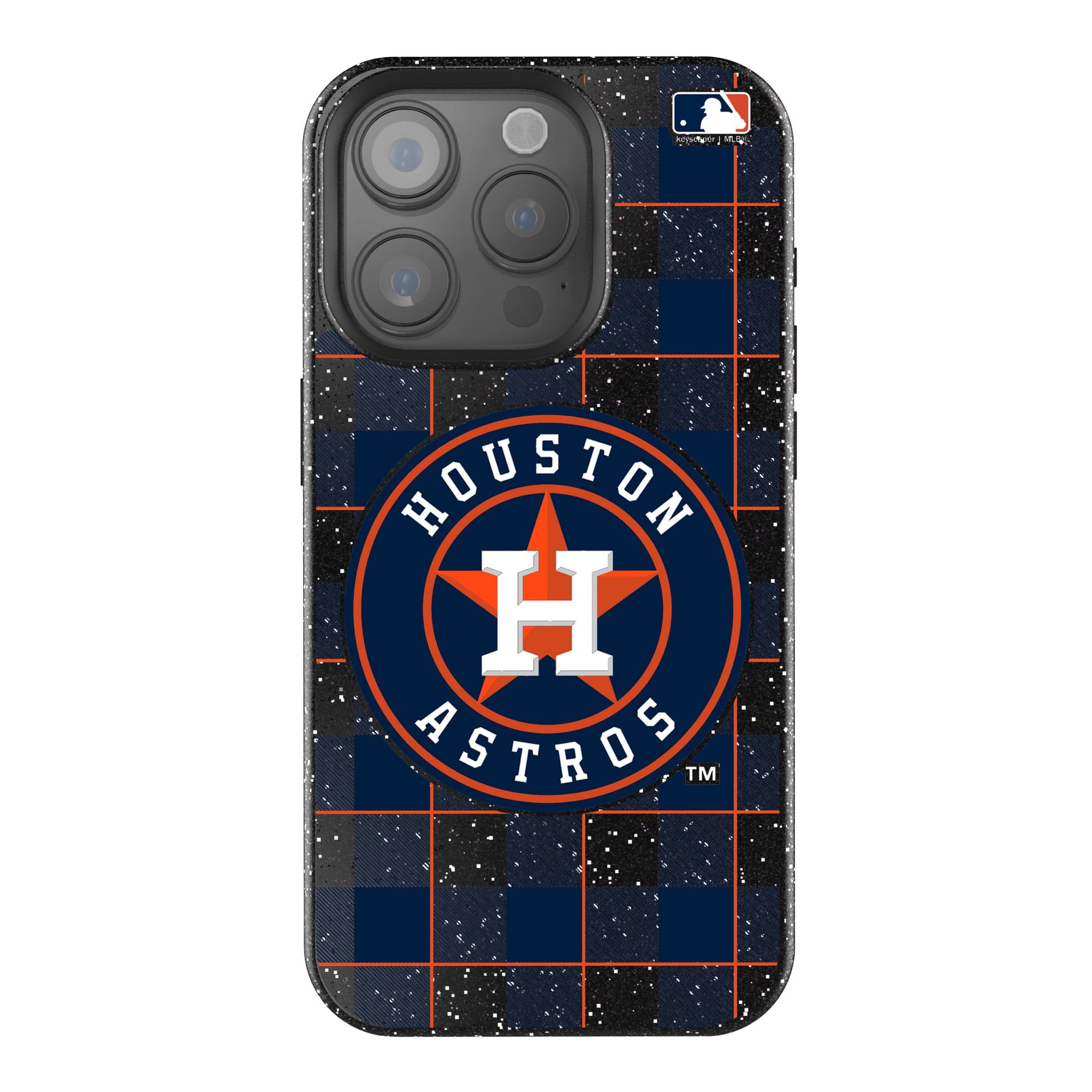 Keyscaper - MLB - Houston Astros Plaid Bling iPhone Case - 16 Plus - Black