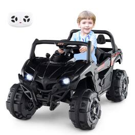 Costway - 12V Kids Ride on Truck with Remote Control Slow Start Safety Belt Rear Storage - Black
