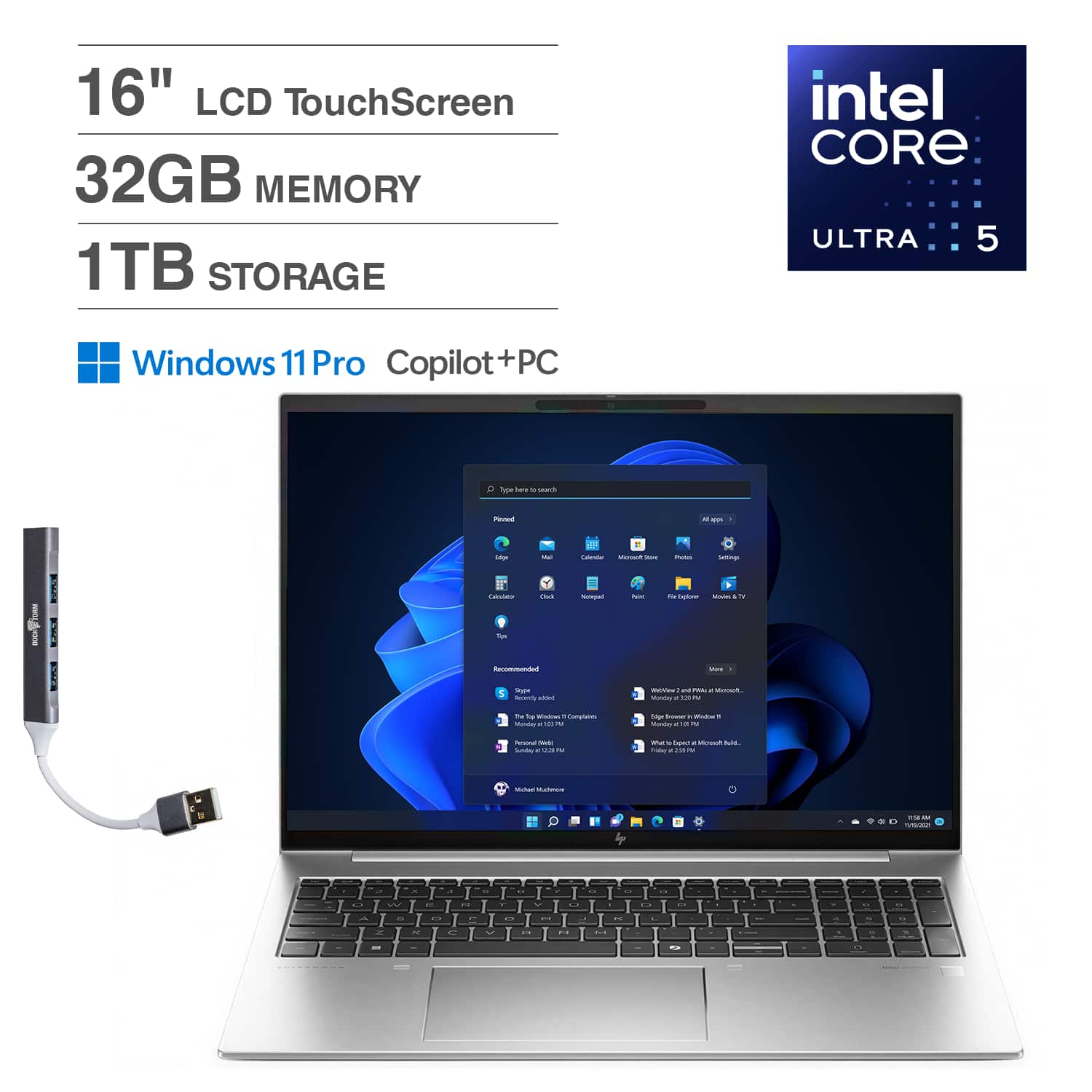 16" LCD TouchScreen  
32GB MEMORY  
1TB STORAGE  
intel CORE ULTRA 5  
Windows 11 Pro Copilot+PC