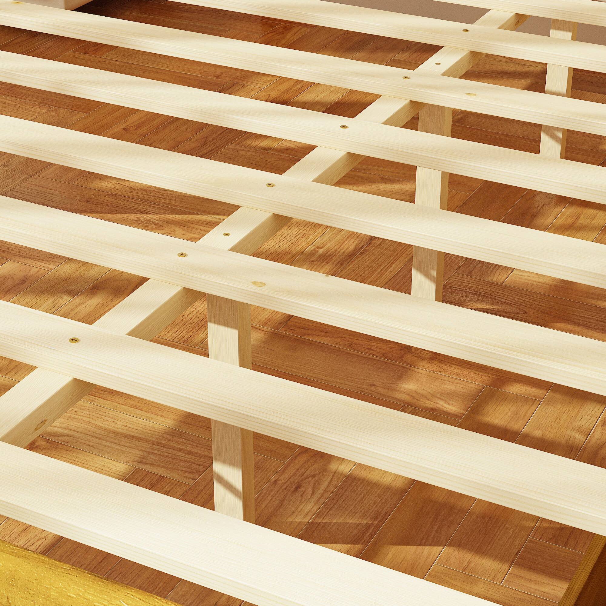 Alt View 4. Famapy - Famapy Solid Wood Storage Bed Frame - Acacia Wood, Thickened Slats, Drawer Design - Wooden.