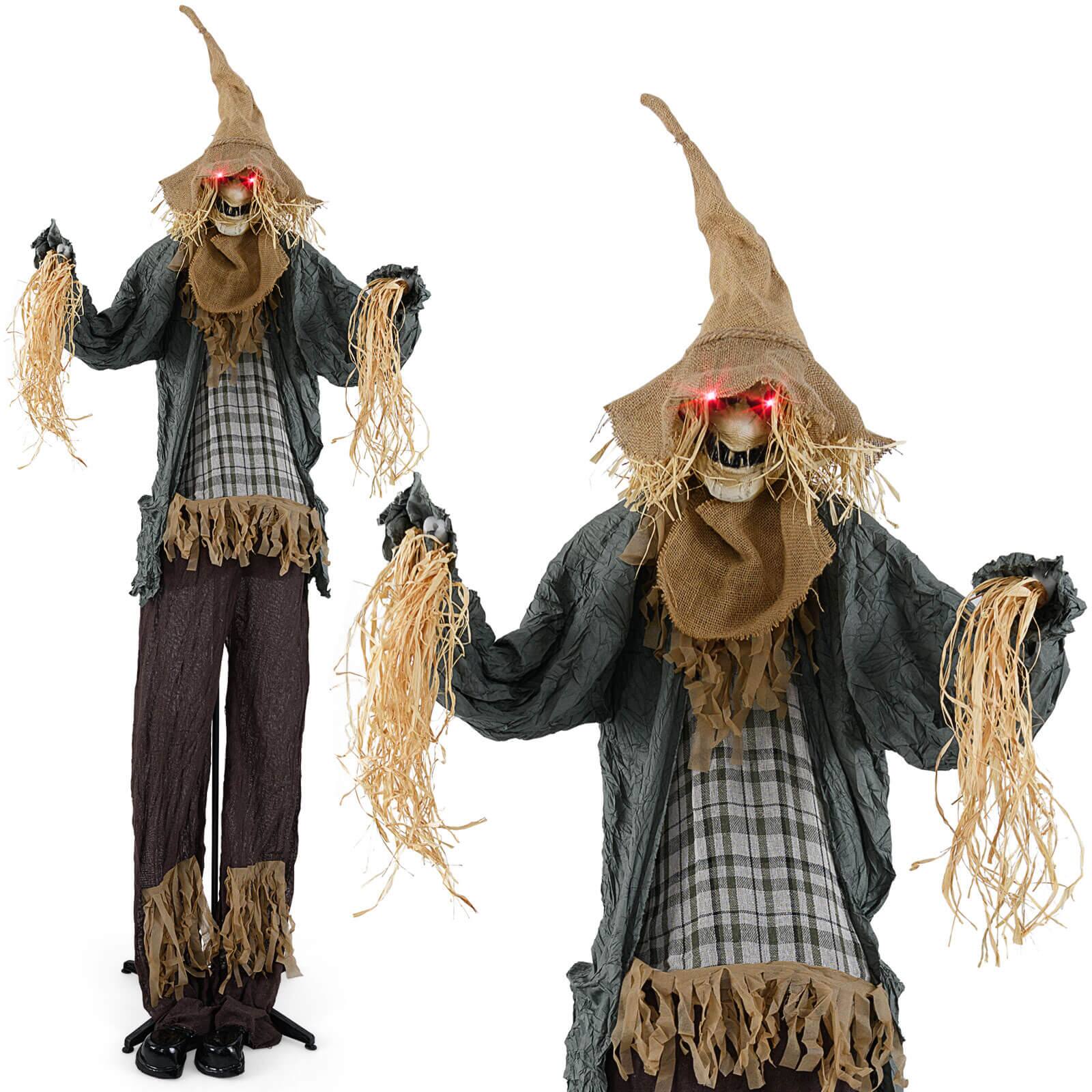 Alt View 9. Costway - Costway 7 FT Halloween Decoration Animated Standing Scarecrow Light-up Eyes Poseable Arm - Multicolor.