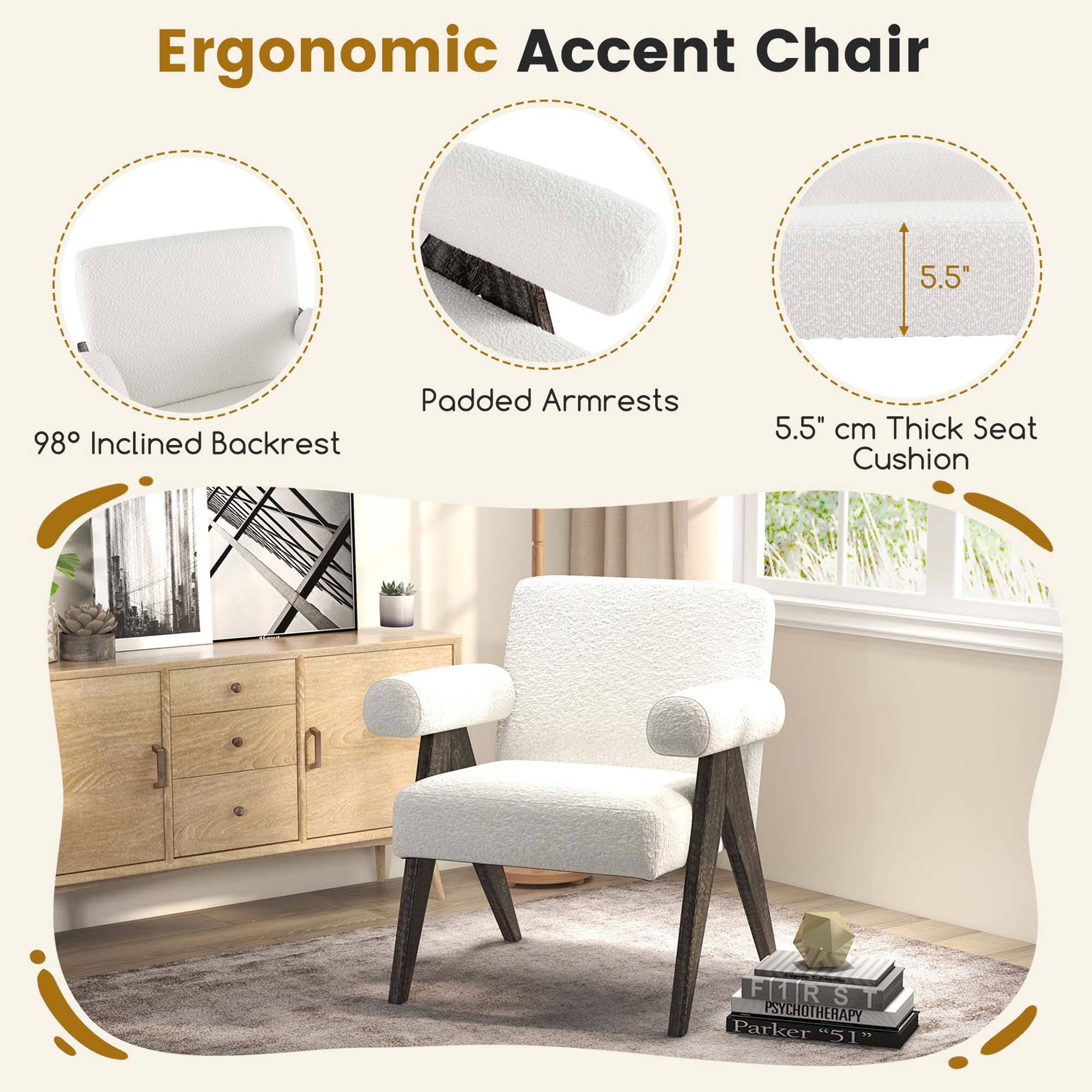 Ergonomic Accent Chair 5.5" 98 Inclined Backrest Padded Armrests 5.5" cm Thick Seat Cushion FITR S PSYCHOTHERAPY Parker 51 1