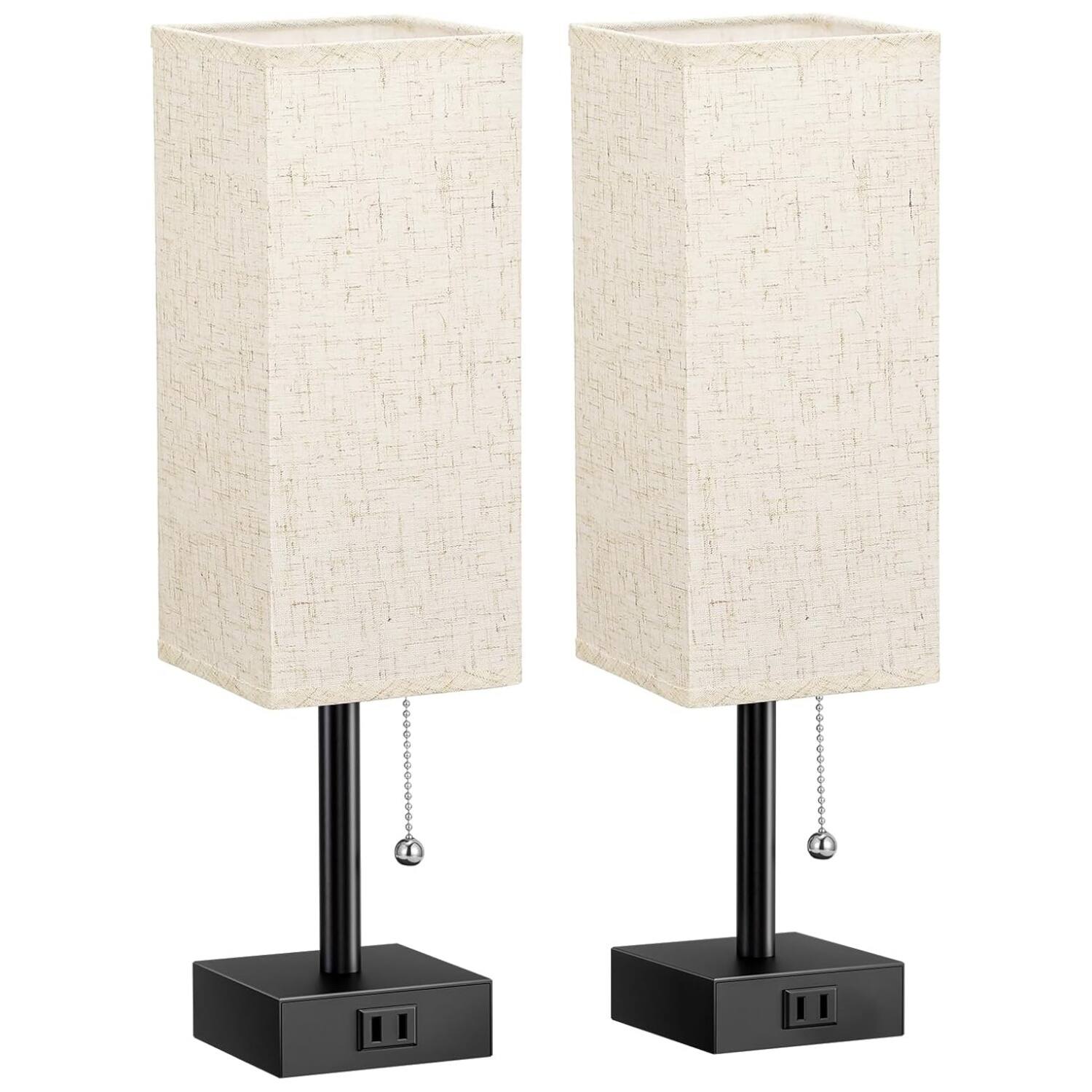 Back. Dazzed Corner - Bedside Table Lamps,Desk Light with Bulb,Set of 2 - Cream.
