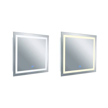 Front. CWI Lighting - Abril Rectangle Matte White LED 40 in. Mirror From our Abril Collection - White.