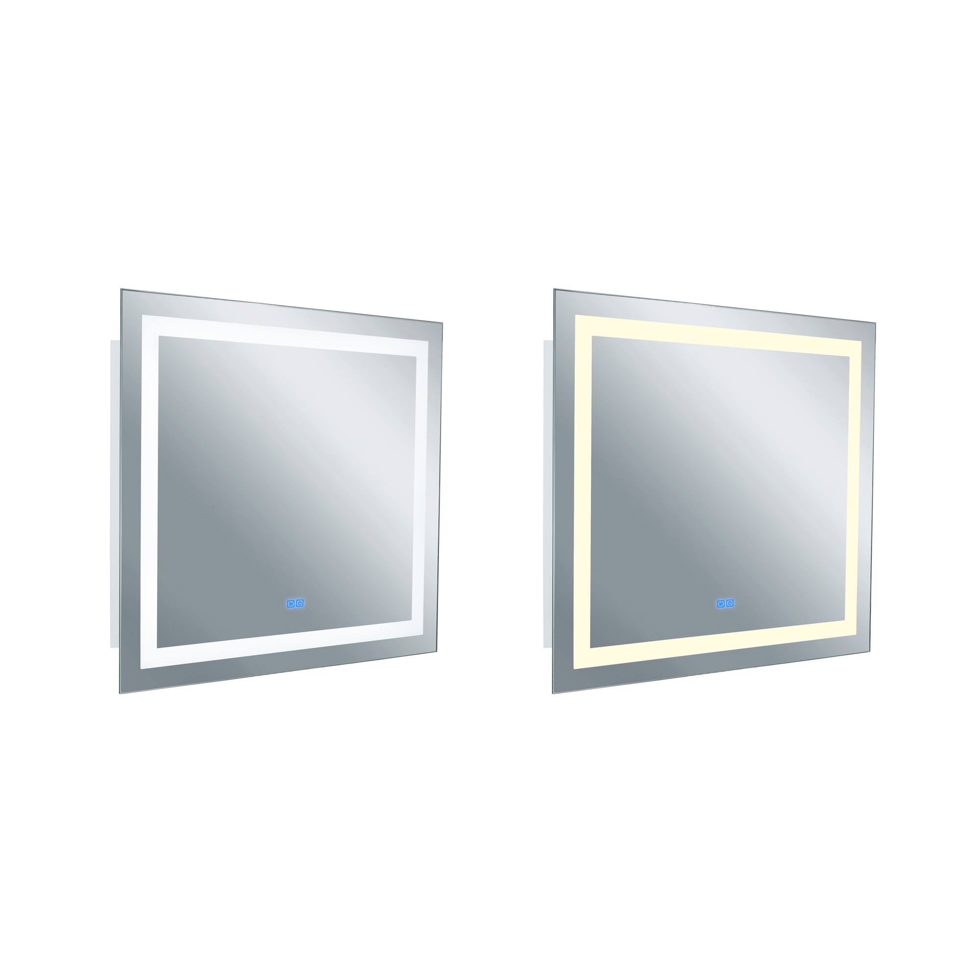 Front. CWI Lighting - Abril Rectangle Matte White LED 40 in. Mirror From our Abril Collection - White.