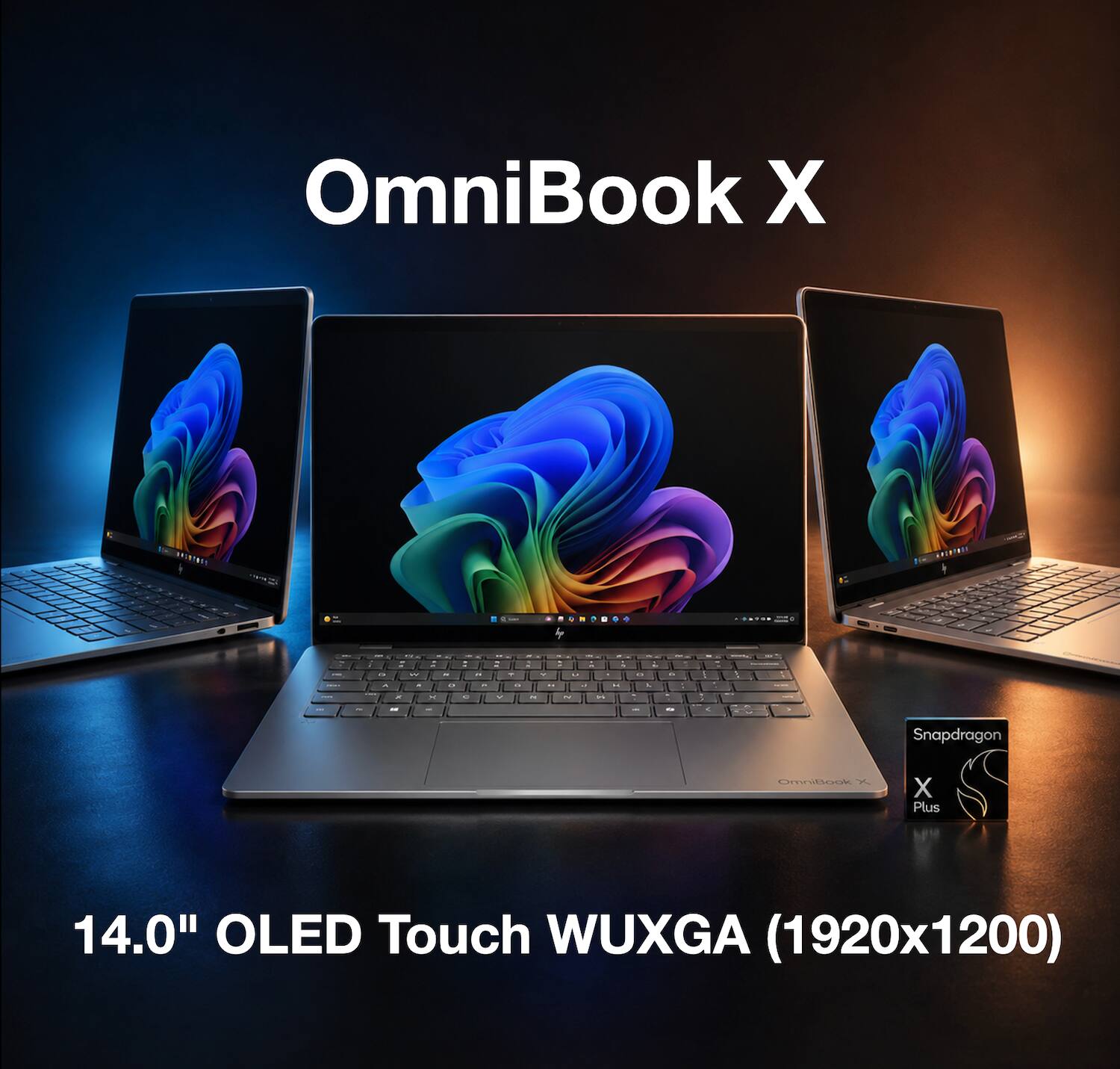 OmniBook X

14.0" OLED Touch WUXGA (1920x1200)

Snapdragon OmniBook x X Plus
