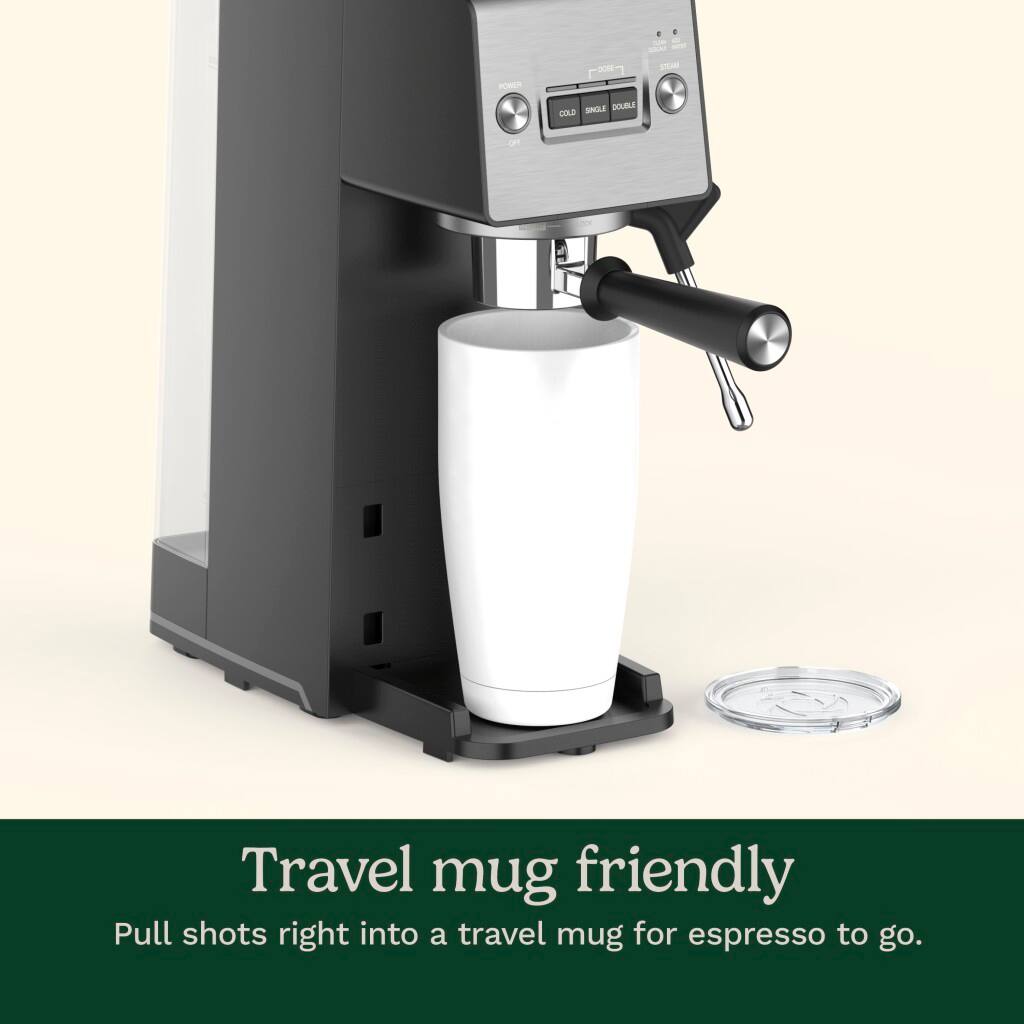Travel mug friendly. Pull shots right into a travel mug for espresso to go.