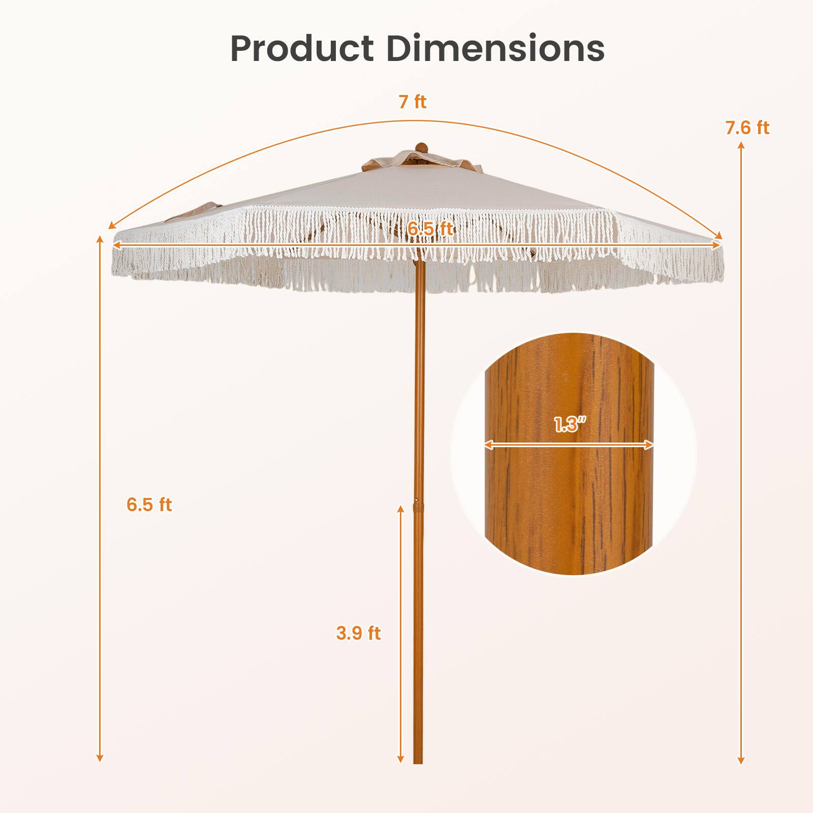 Product Dimensions
7 ft
7.6 ft
6.5 ft
1.3"
3.9 ft