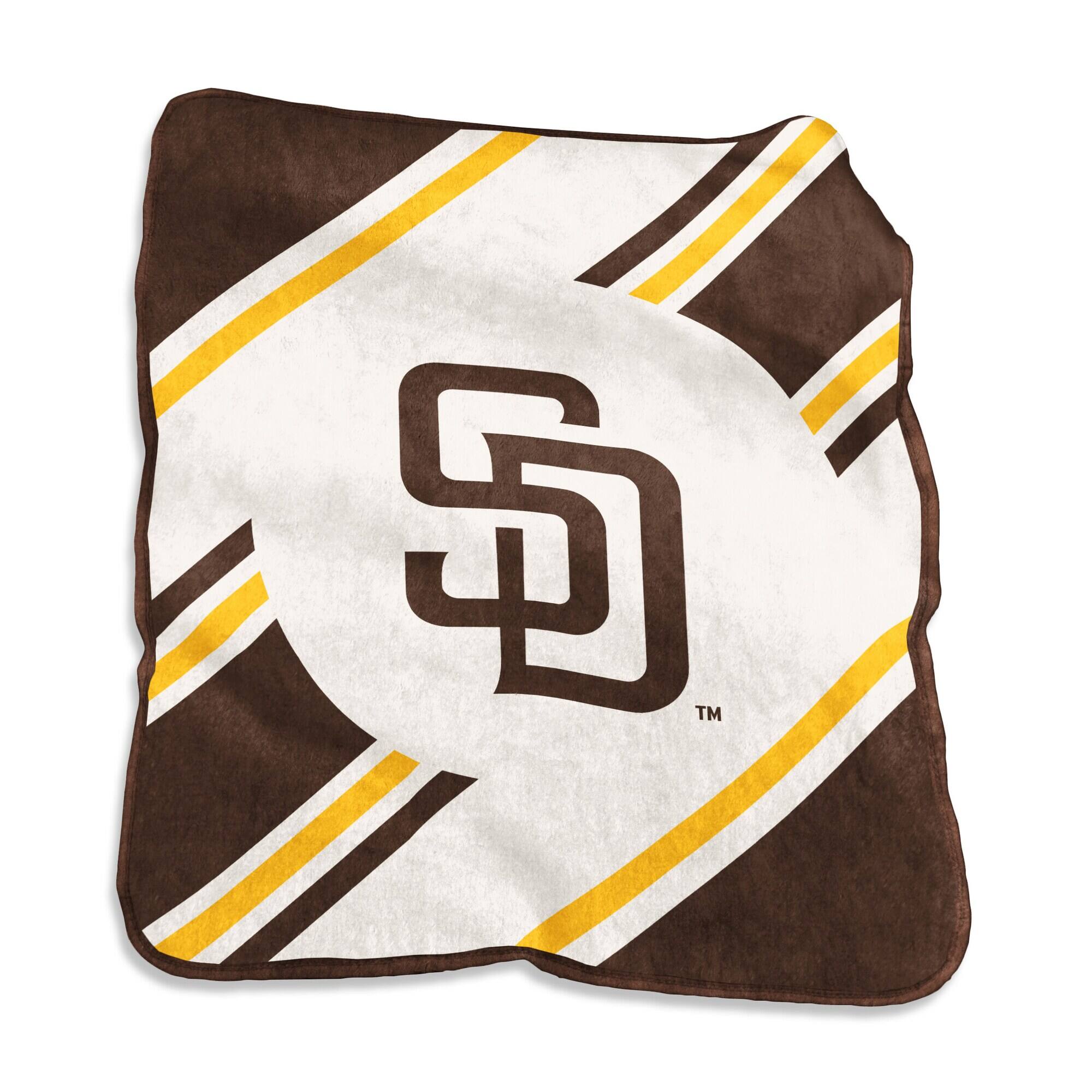 Front. Logo Brands - San Diego Padres 50" x 60" Raschel Stripe Throw Blanket - Multicolor.