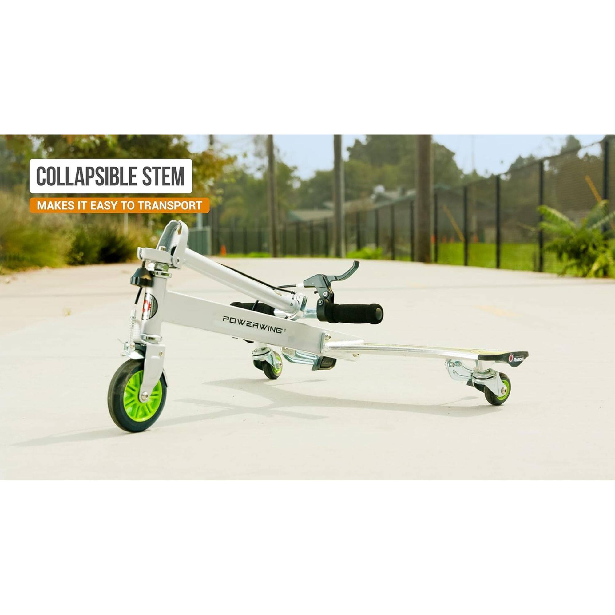 COLLAPSIBLE STEM MAKES IT EASY TO TRANSPORT POWERWING