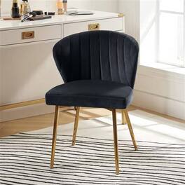 SlickBlue - Modern Velvet Wingback Chair – Upholstered Accent Side Chair with Stylish Gold Legs - Black