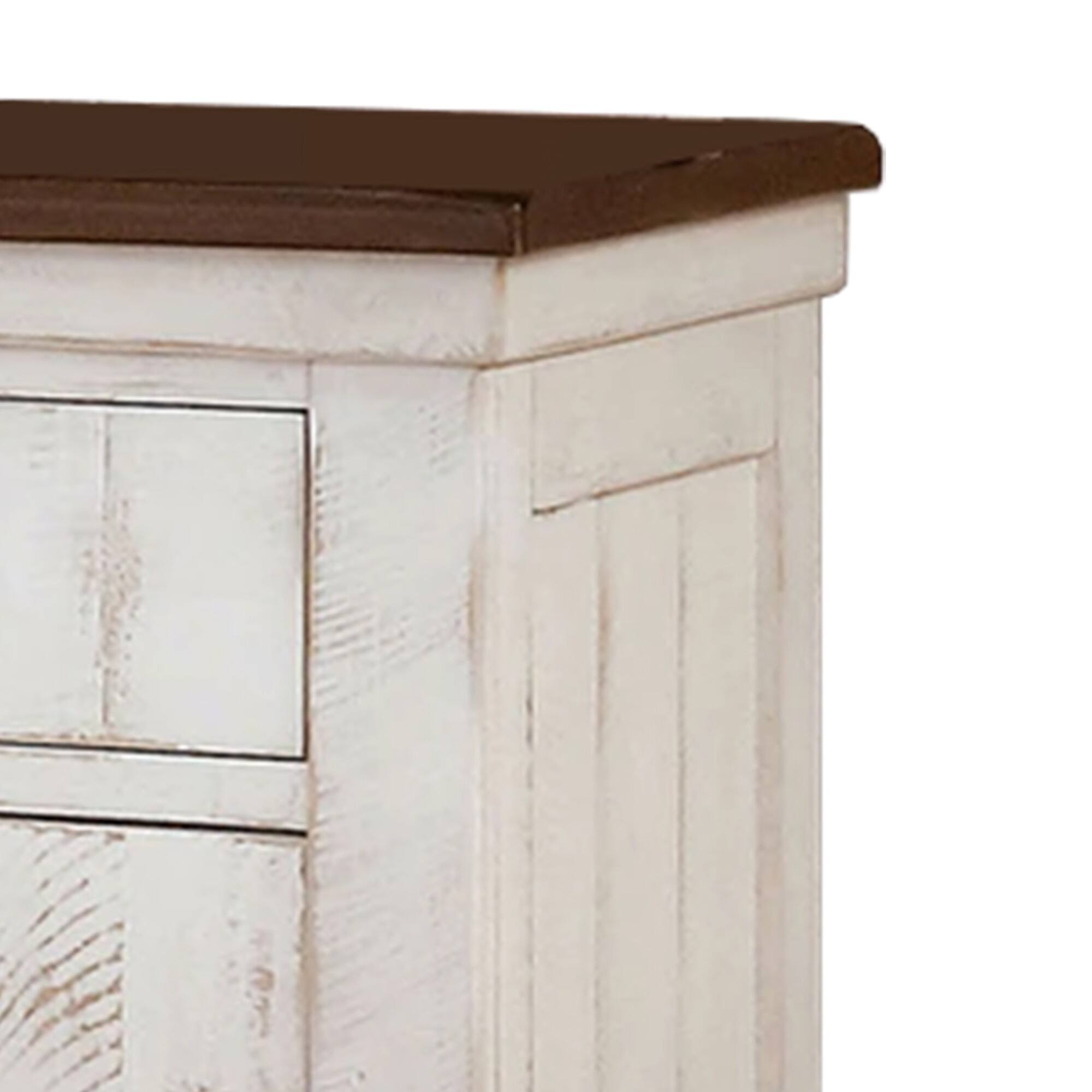 Alt View 1. Manhattan Lane - Nightstand with Plank Design 2 Drawers and USB Plugs - White and Brown.