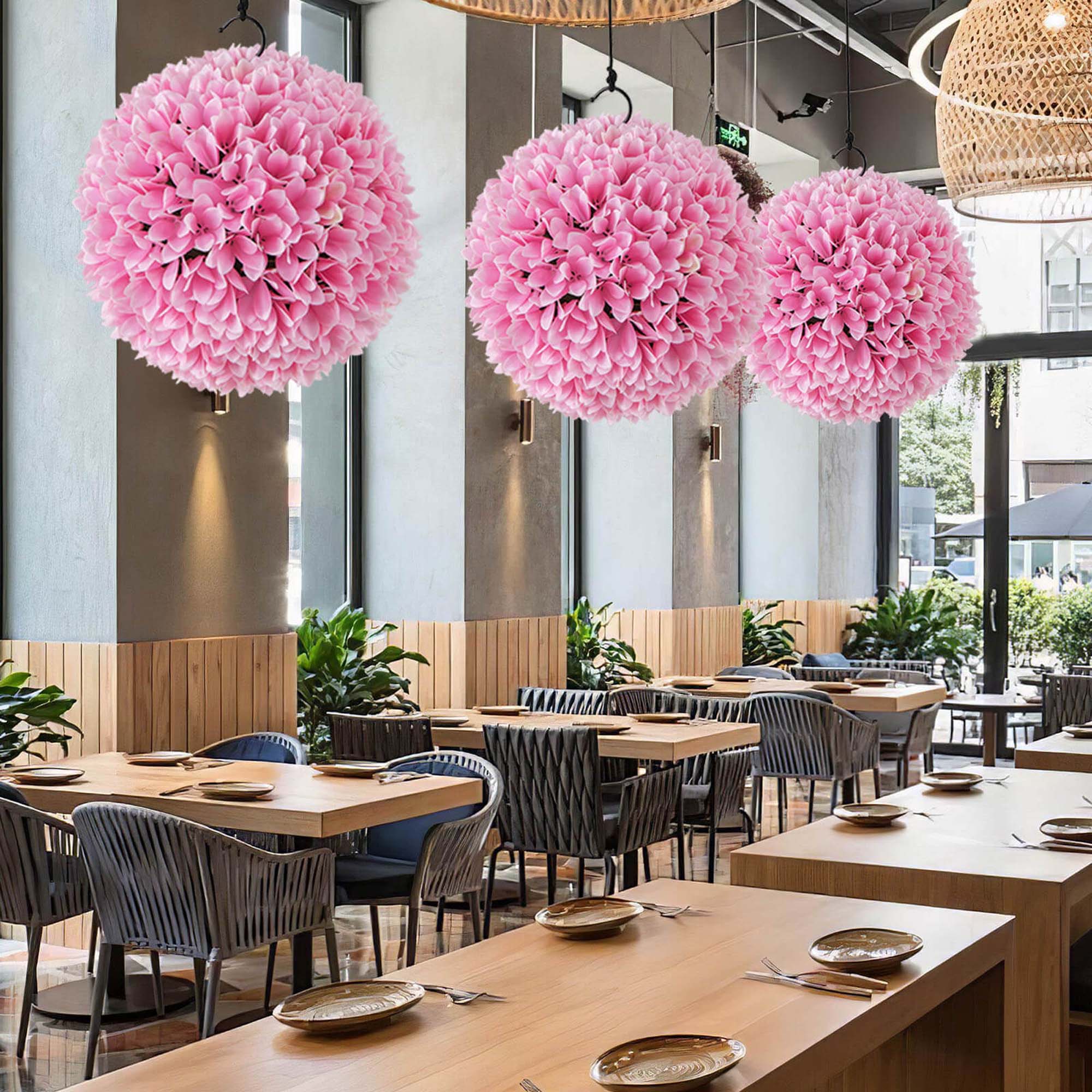 Alt View 3. Costway - Costway 11" Faux Boxwood Balls with Reliable Sun-Protective PE Material Mimic Leaves - Pink.