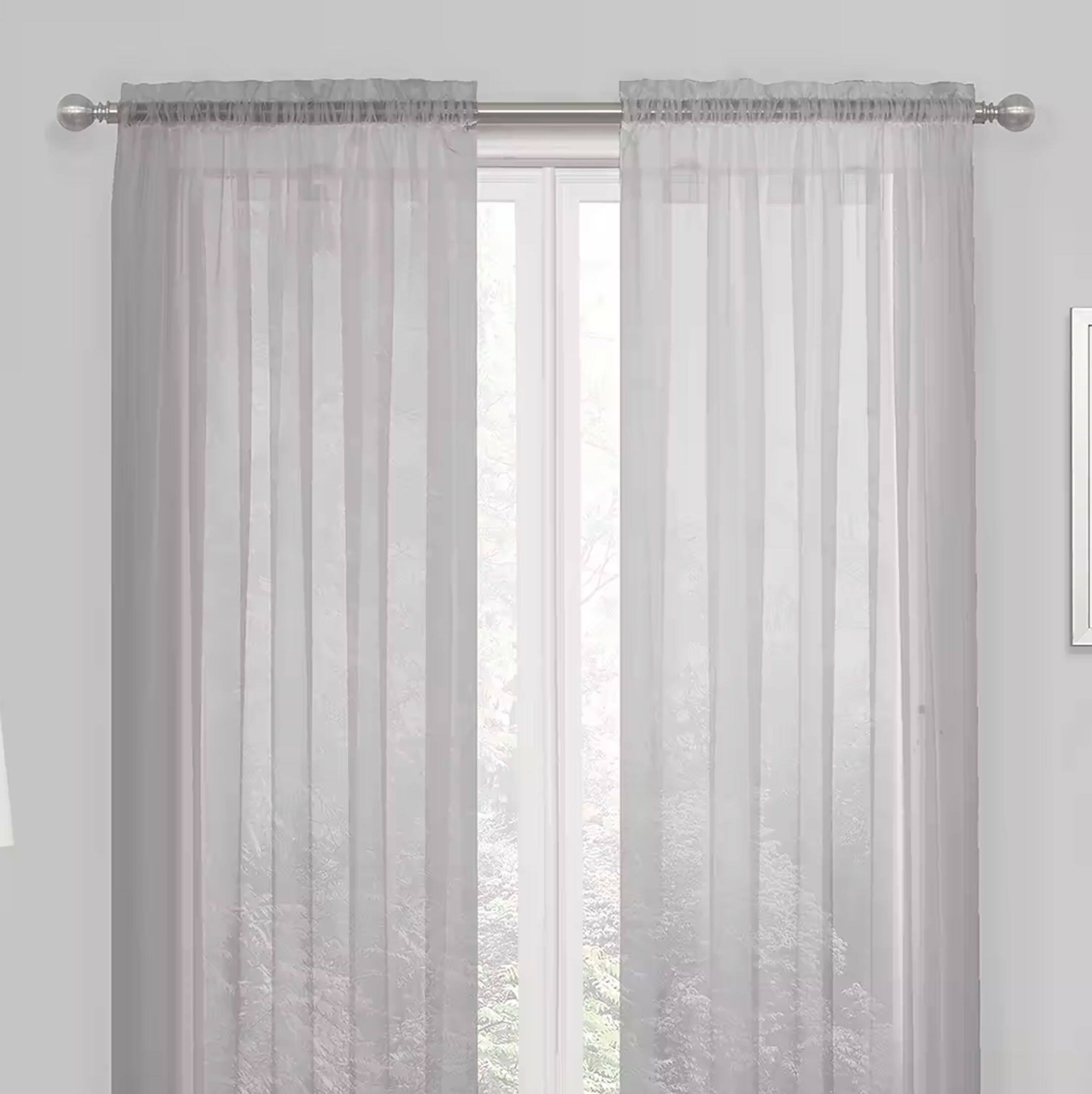Angle. Kate Aurora - Kate Aurora Essential 1 Piece Silver Gray Sheer Voile Rod Pocket Window Curtain Panel - 84 in. Long - Silver.