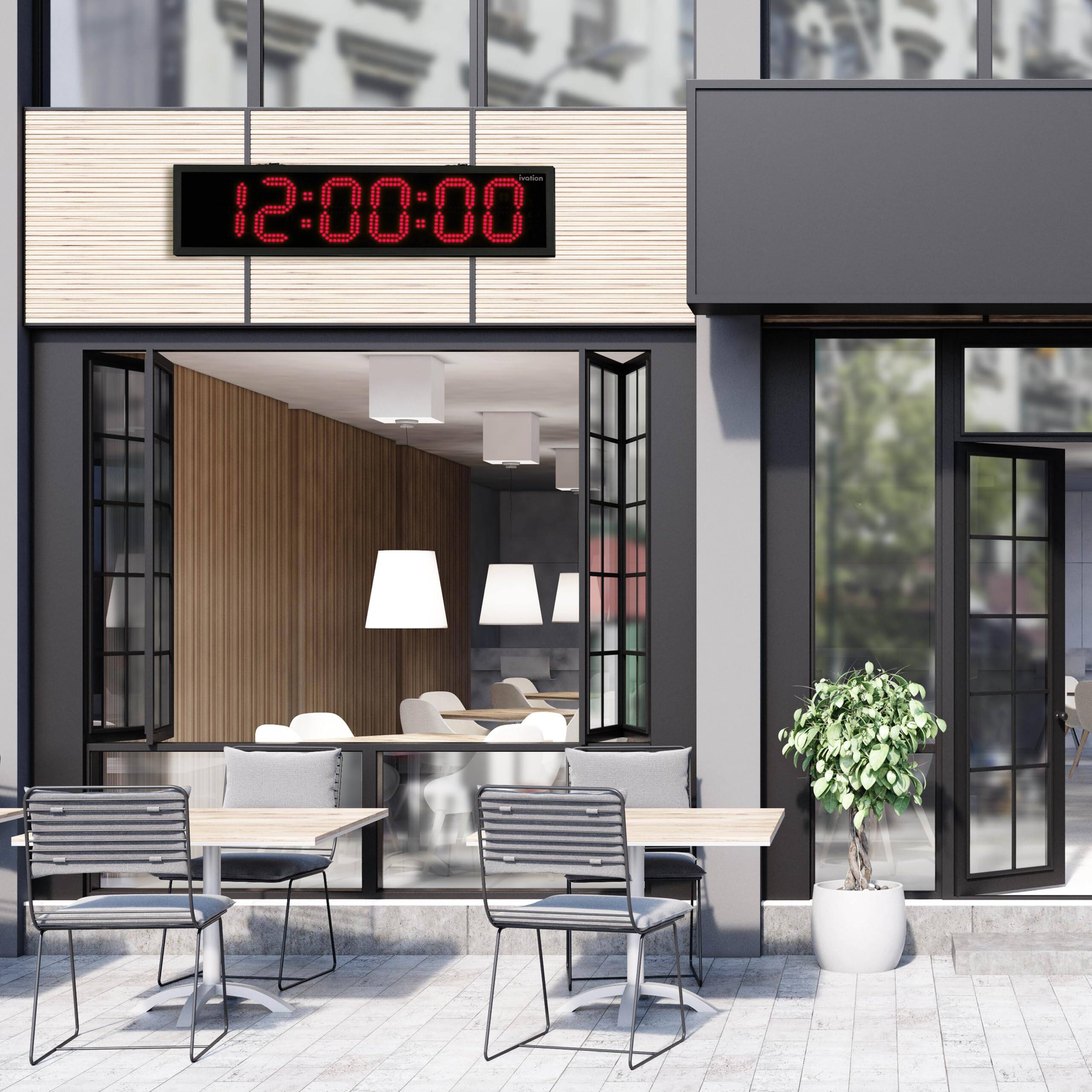 Alt View 8. Ivation - 48" Waterproof Large Digital Clock, Outdoor Large LED Clock with Stopwatch, Alarms & More - Red.