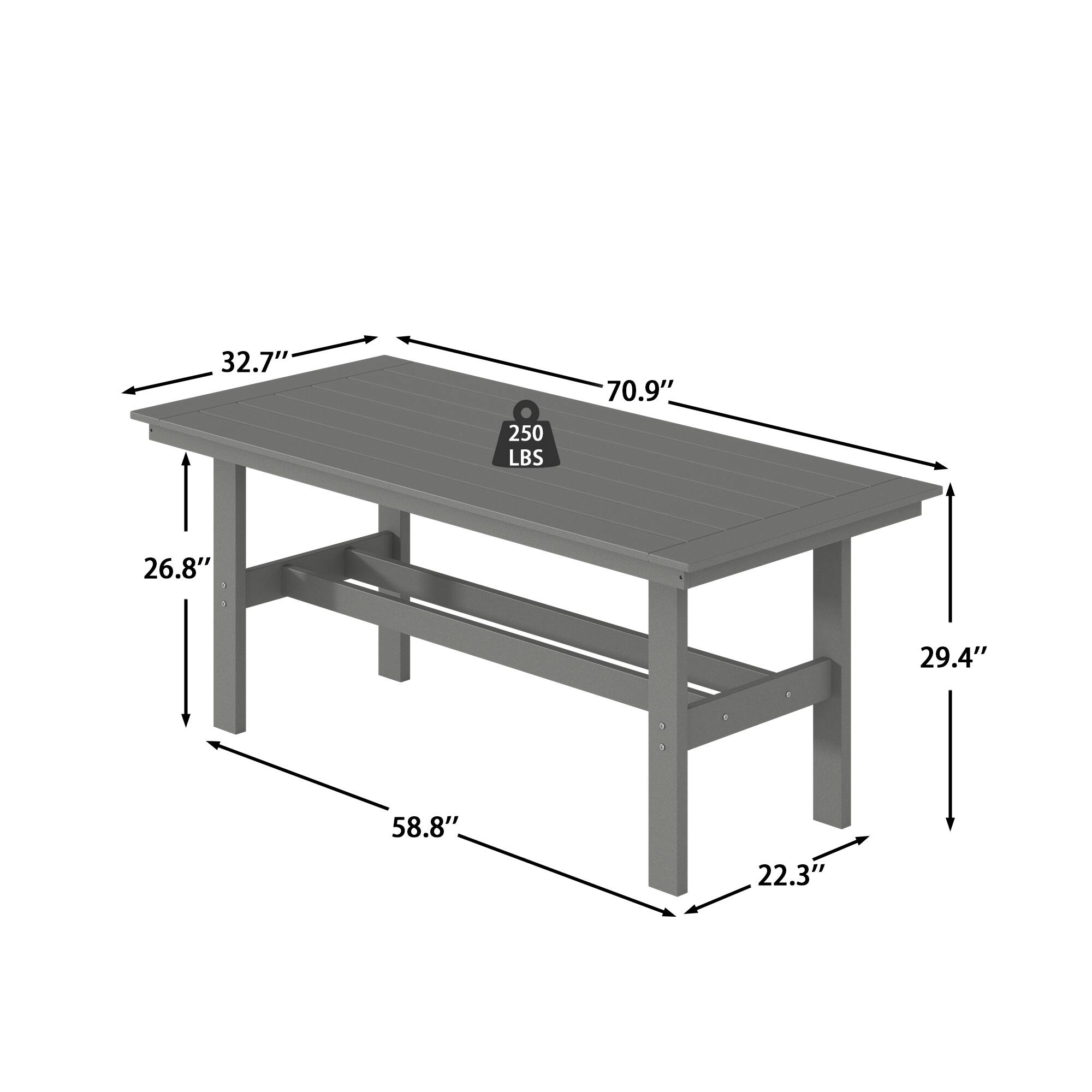 32.7" x 70.9" (250 LBS)  
26.8" x 29.4"  
58.8" x 22.3"