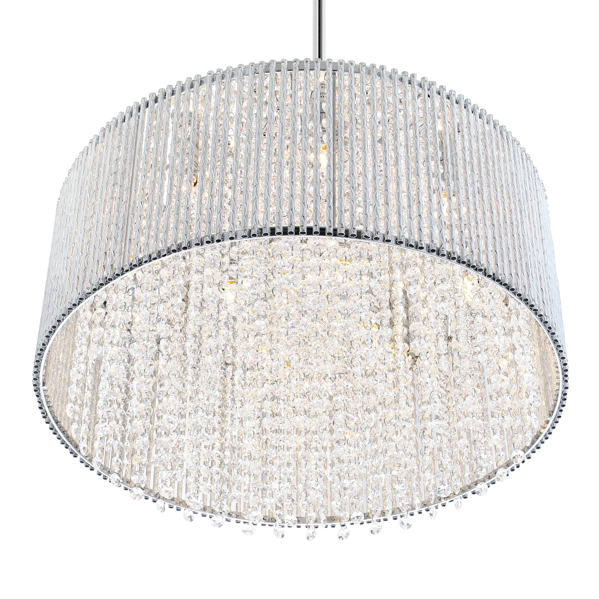 Left. CWI Lighting - Claire 12 Light Drum Shade Chandelier With Chrome Finish - Chrome.