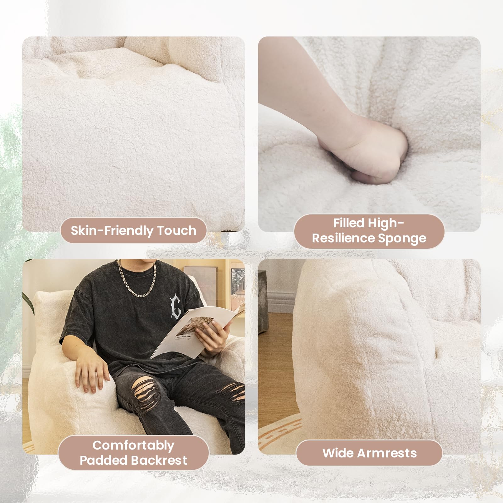 - Skin-Friendly Touch
- Filled High-Resilience Sponge
- Comfortably Padded Backrest
- Wide Armrests