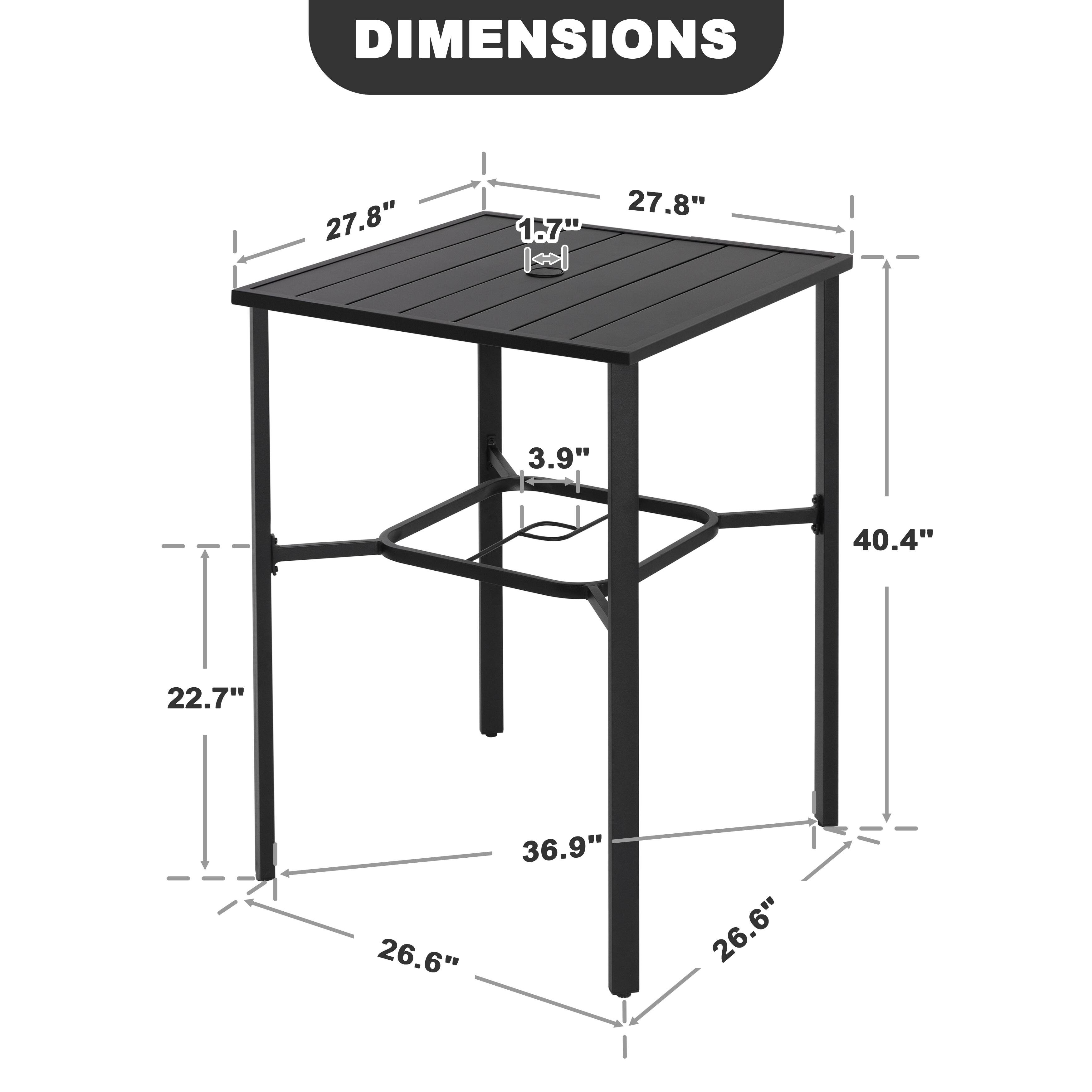 DIMENSIONS 27.8" 27.8" 1.7" 3.9" 40.4" 22.7" 26.6" 36.9" 26.6"