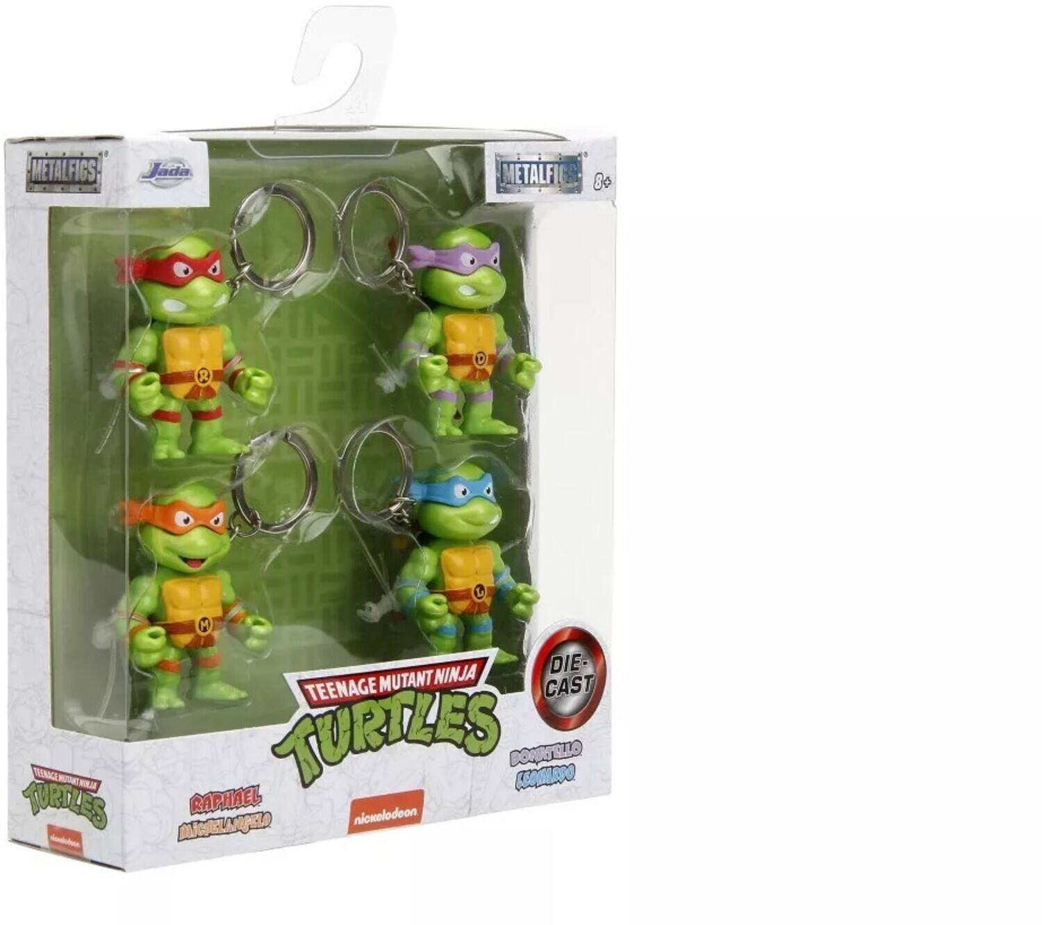 Sure, here is the corrected and grouped text from the image:

- METALFIGS
- Jada
- TEENAGE MUTANT NINJA TURTLES
- RAPHAEL
- nicelodeon
- DIE-CAST
- BOITELLO CERAASO
- RAPHAEL
- nicelodeon
- DIE-CAST